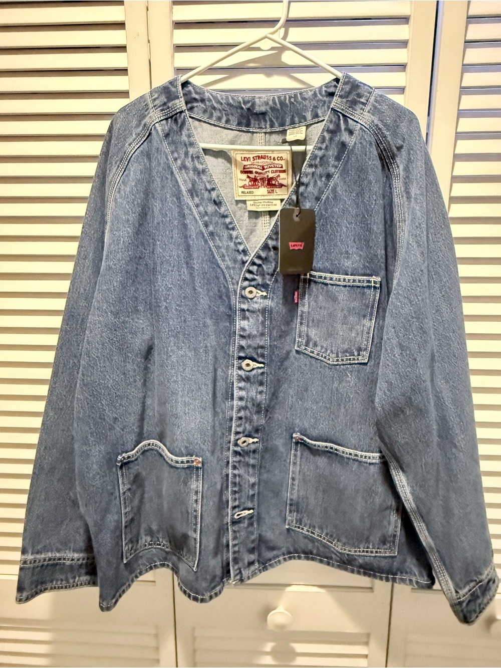 Levi’s Premium Denim Collarless Chore+Utility Jacket NWT [L]